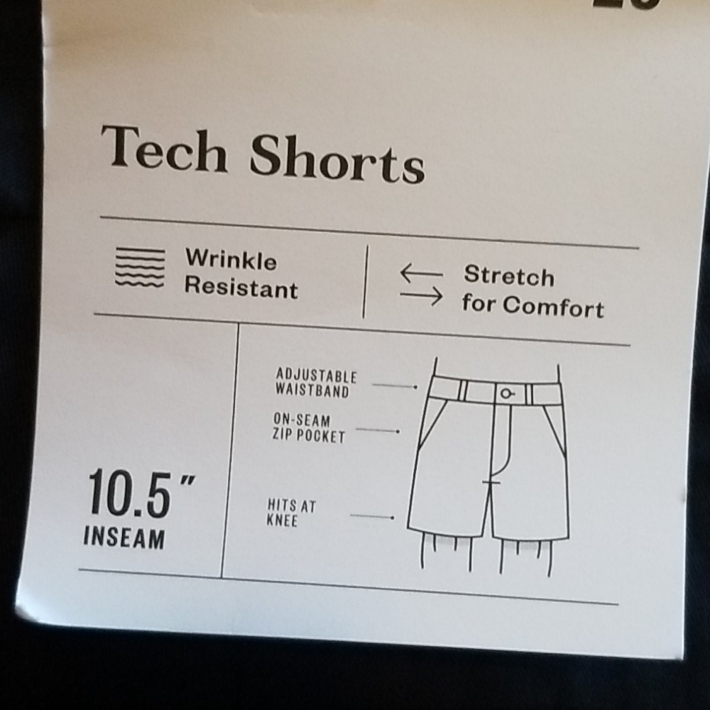 Goodfellow Blue Chino Tech Shorts 10.5" - Picture 3 of 5